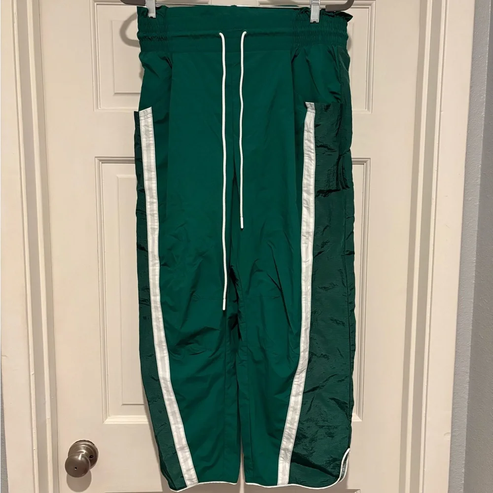 FREE PEOPLE Green Track Pants with White Stripes (Champ Is Here Pants) - Picture 3 of 4